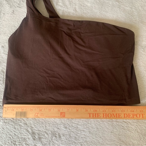 Lululemon Ribbed Nulu Asymmetrical Yoga Bra Light Support Java Sz 12 Brown - Picture 4 of 7